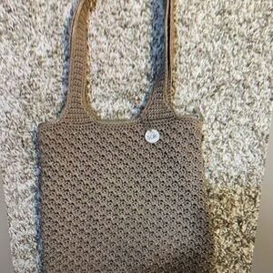 The Sak Vintage Hand-Crocheted Shoulder Bag in Taupe Boho Style